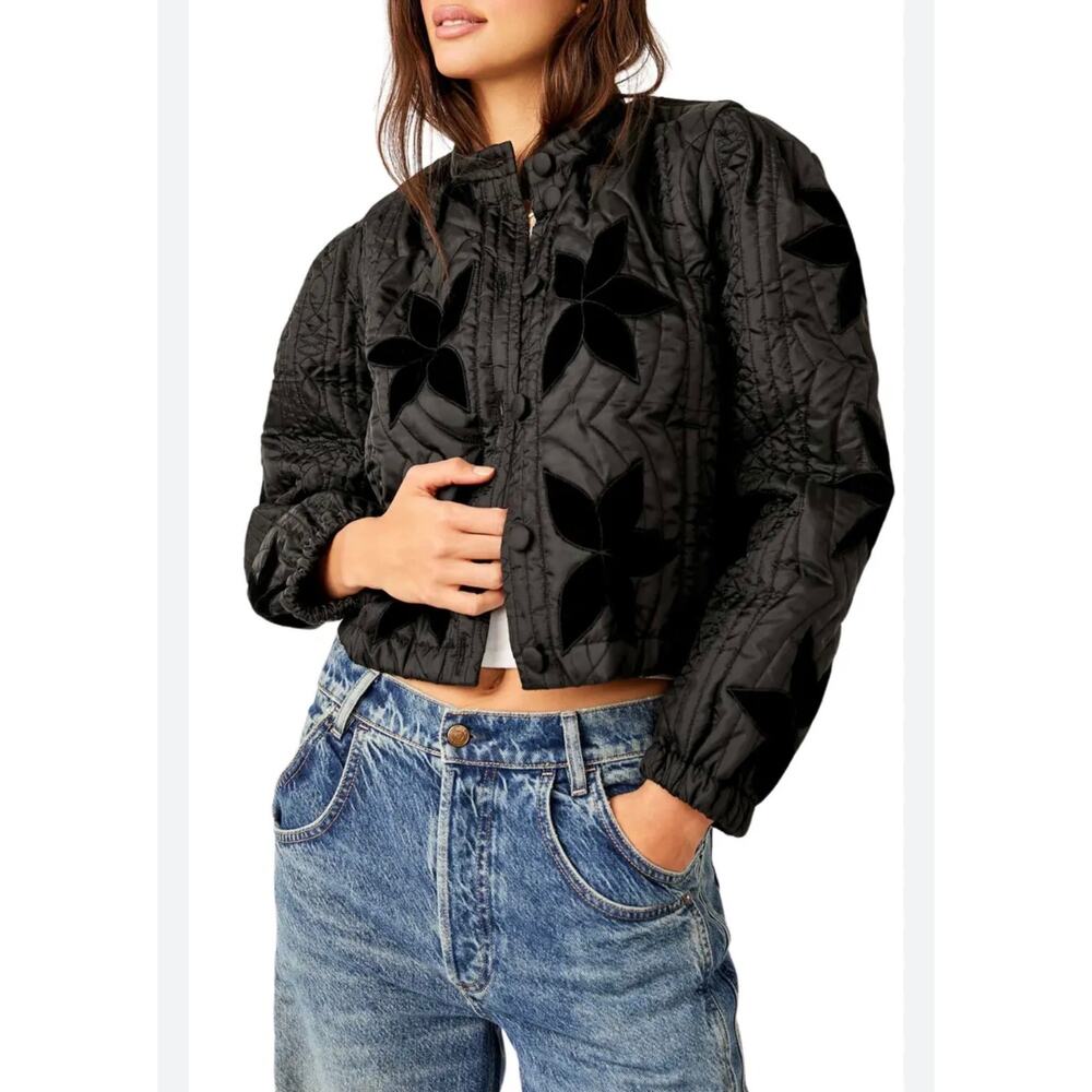 Free People Black Quilted Jacket